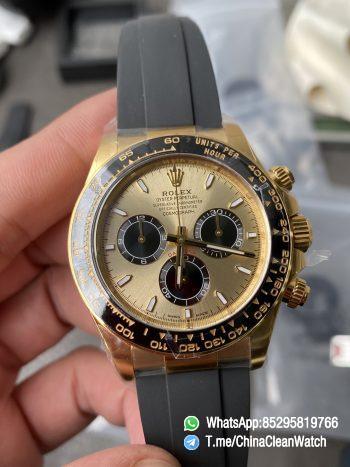 Clean Factory Watch Rolex Daytoan 126518 Yellow Gold Dial Black Ceramic Bezel Oysterflex Strap SH4131 Movement 002