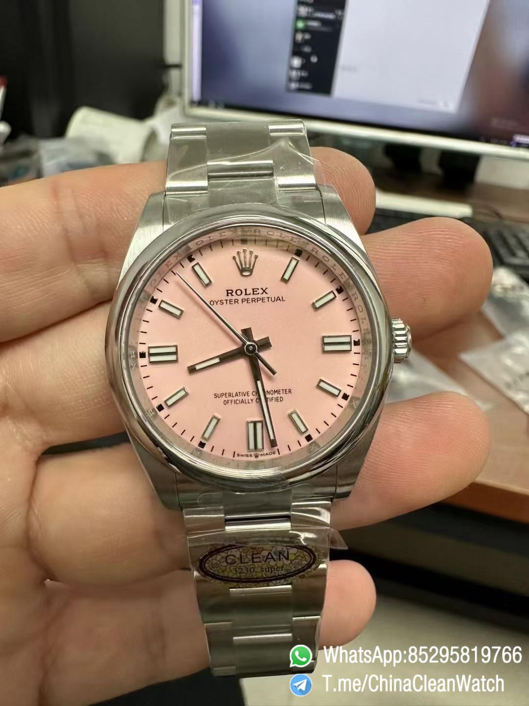 Clean Factory Watches Oyster Perpetual 124300 CF OP 41mm 904L Steel Pink Dial VR3230 Movement 01 Clean Factory Watches Oyster Perpetual 124300 CF OP 41mm 904L Steel Pink Dial VR3230 Movement 01