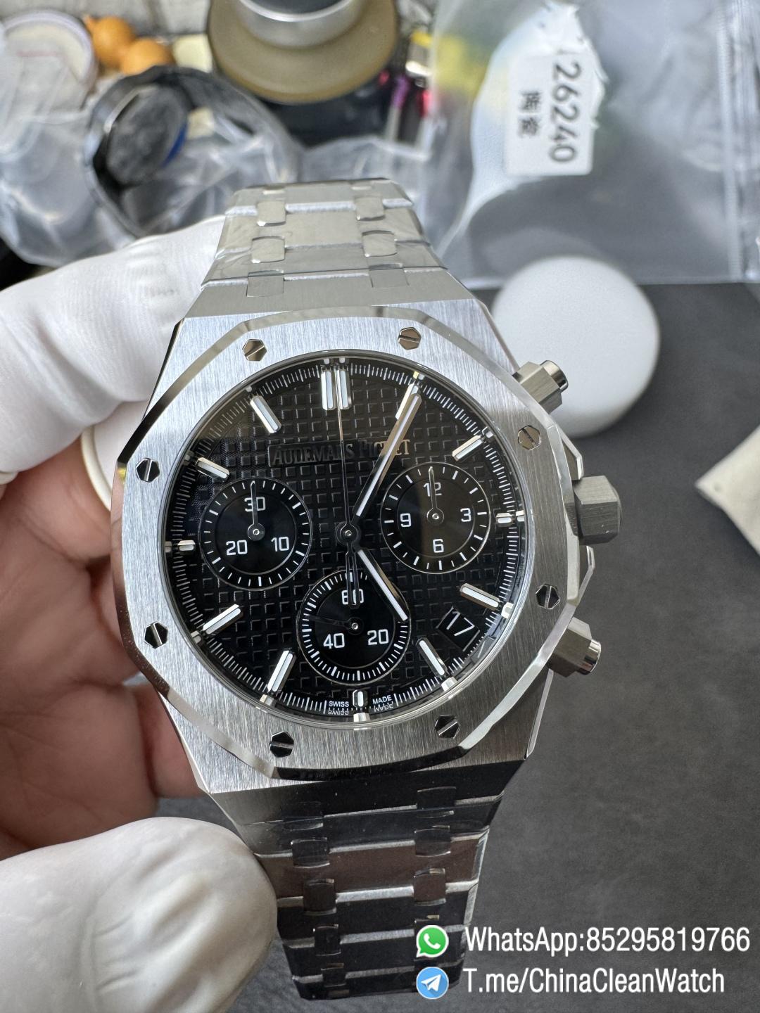 APS Factory Super Clone Royal Oak Chrono 26240 Black Dial on Stainless Steel Case and Bracelet SuperClone 4401 Movement 07 APS Factory Super Clone Royal Oak Chrono 26240 Black Dial on Stainless Steel Case and Bracelet SuperClone 4401 Movement 07